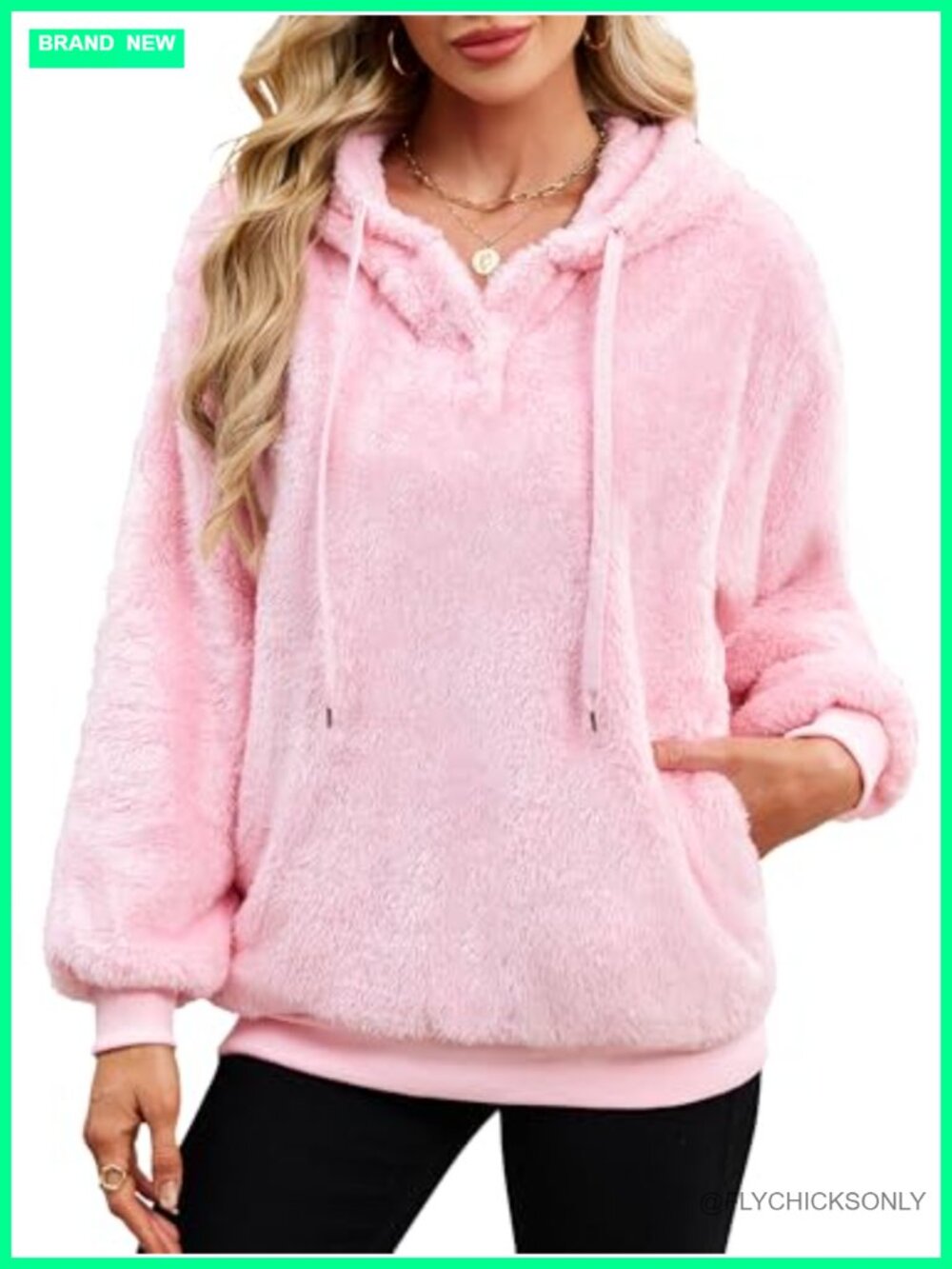Sherpa Fleece Hoodie Fuzzy Pullover Sweatshirt with Pockets